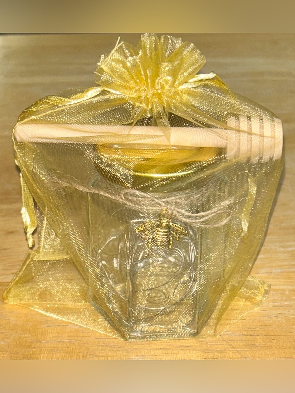 HONEY BEE YELLOW FAIRY-LIGHT MINI JAR W/ CHARM AND SERVER DECOR/HANDCRAFTED! - Picture 5 of 11